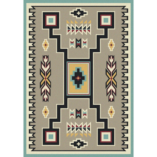 American Dakota Southwest Old Crow Rug - Suede Turquoise