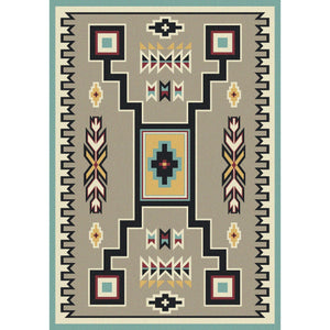 American Dakota Southwest Old Crow Rug - Suede Turquoise