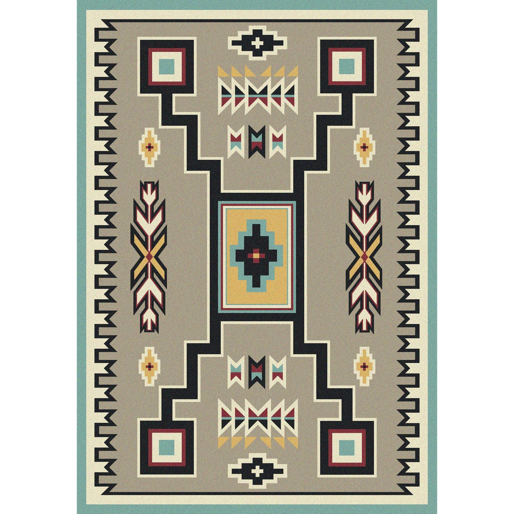 American Dakota Southwest Old Crow Rug - Suede Turquoise