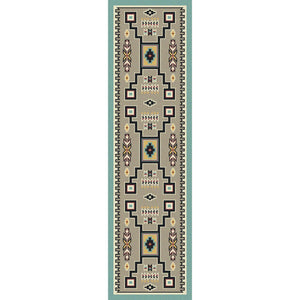 American Dakota Southwest Old Crow Rug - Suede Turquoise