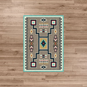 American Dakota Southwest Old Crow Rug - Suede Turquoise