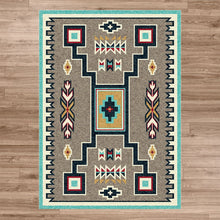 Load image into Gallery viewer, American Dakota Southwest Old Crow Rug - Suede Turquoise