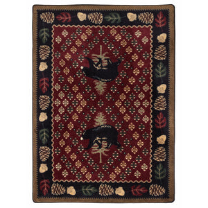 American Dakota Cabin Patchwork Bear Rug - Red