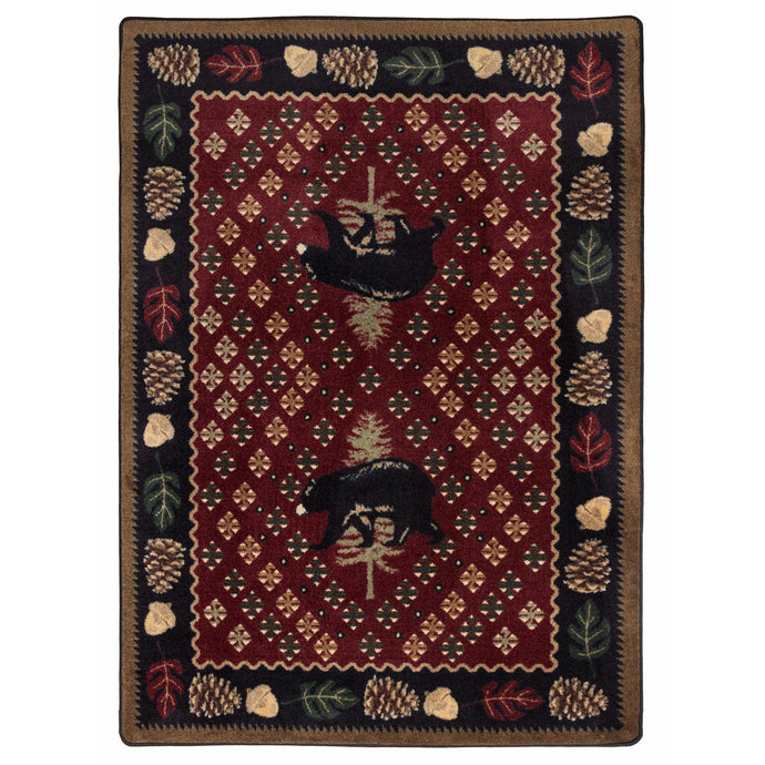 American Dakota Cabin Patchwork Bear Rug - Red