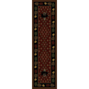 American Dakota Cabin Patchwork Bear Rug - Red