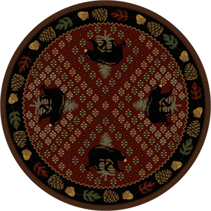American Dakota Cabin Patchwork Bear Rug - Red