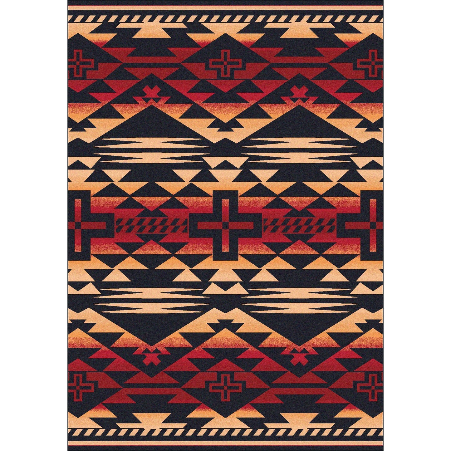American Dakota Southwest Rustic Cross Rug - Burnt Red