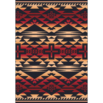 American Dakota Southwest Rustic Cross Rug - Burnt Red