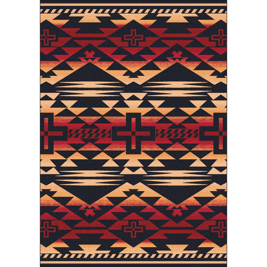 American Dakota Southwest Rustic Cross Rug - Burnt Red