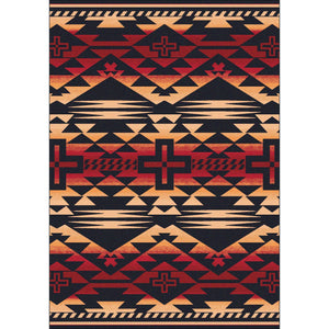 American Dakota Southwest Rustic Cross Rug - Burnt Red
