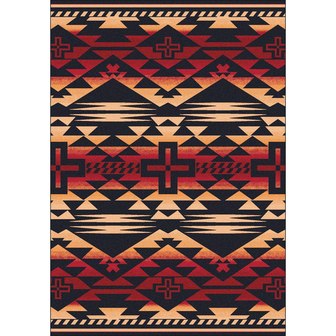 American Dakota Southwest Rustic Cross Rug - Burnt Red