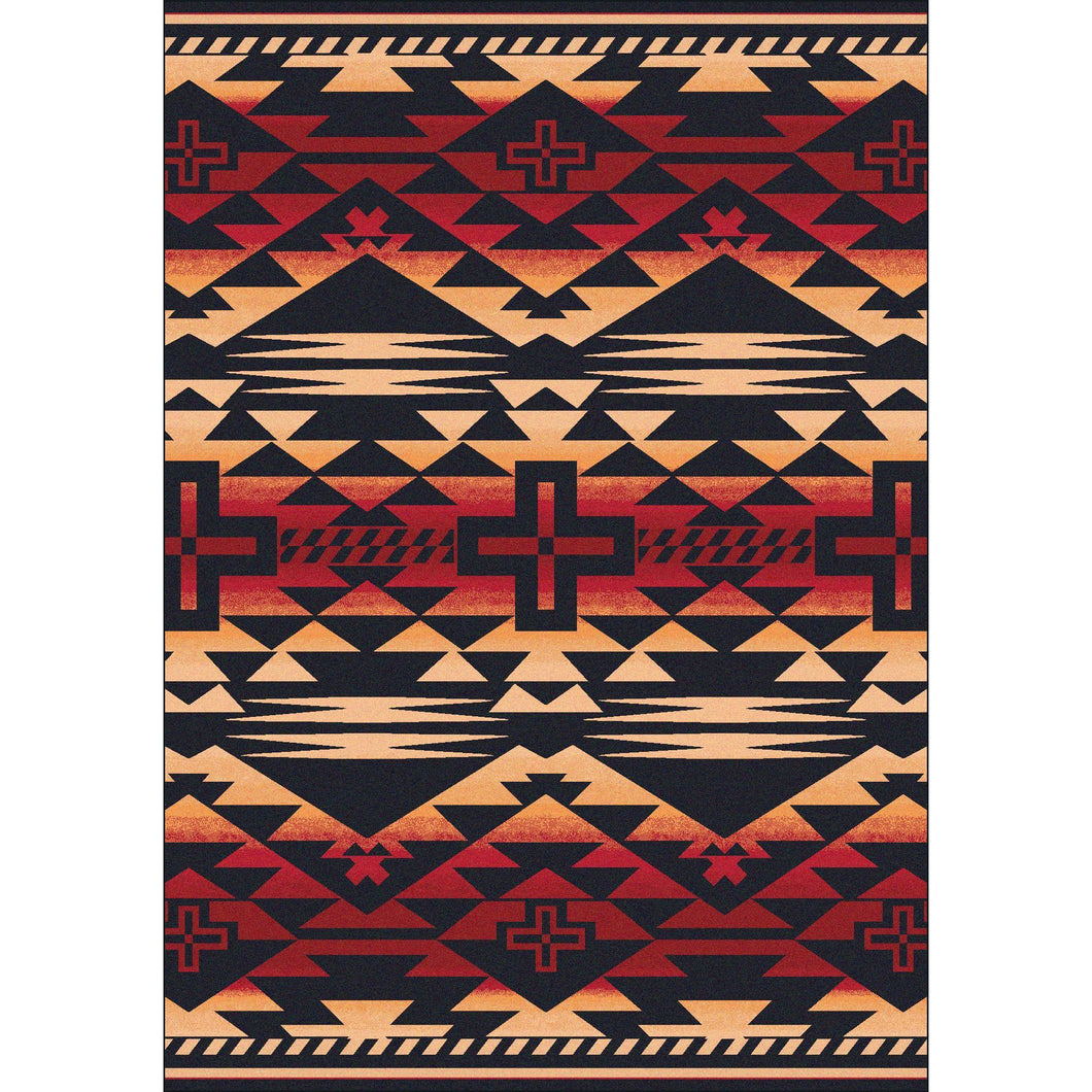 American Dakota Southwest Rustic Cross Rug - Burnt Red