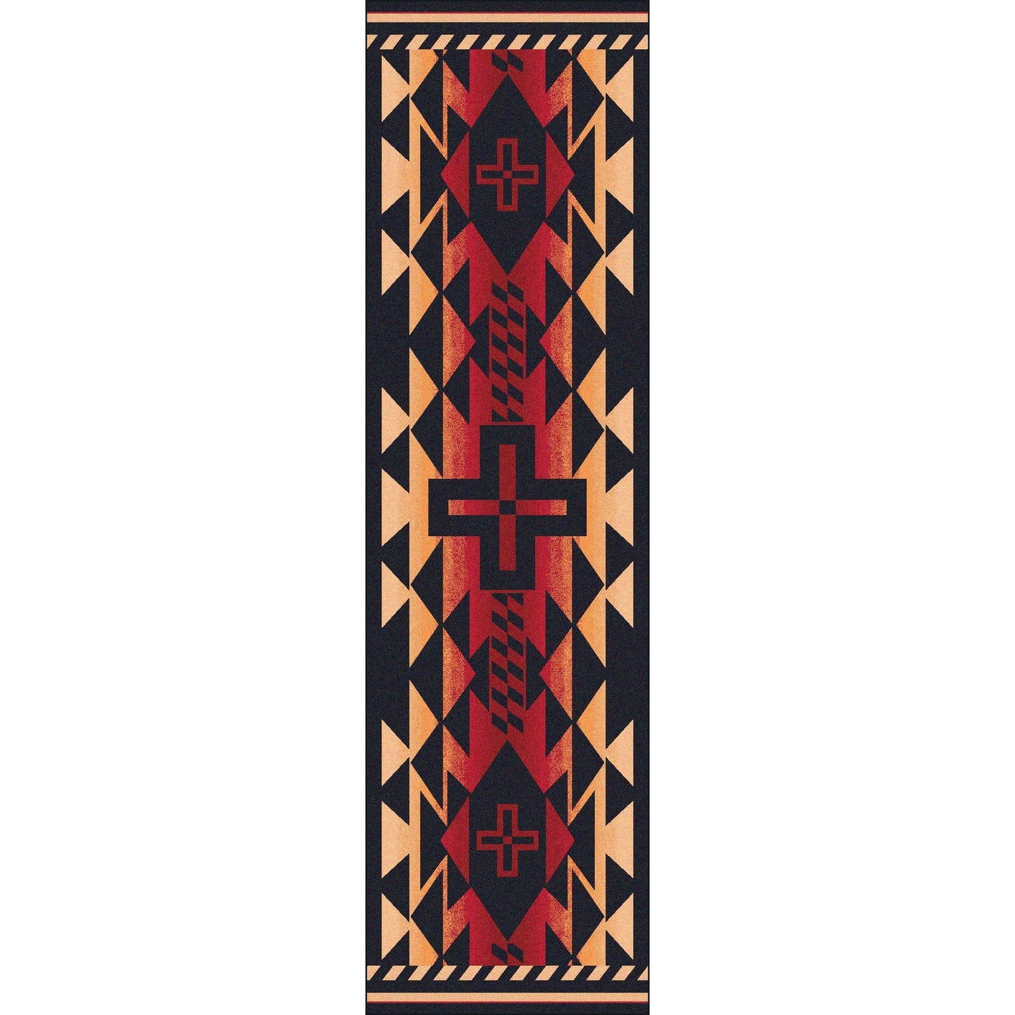 American Dakota Southwest Rustic Cross Rug - Burnt Red