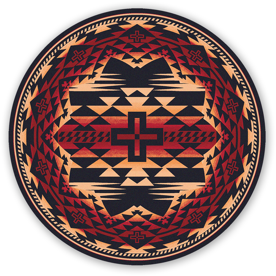 American Dakota Southwest Rustic Cross Rug - Burnt Red