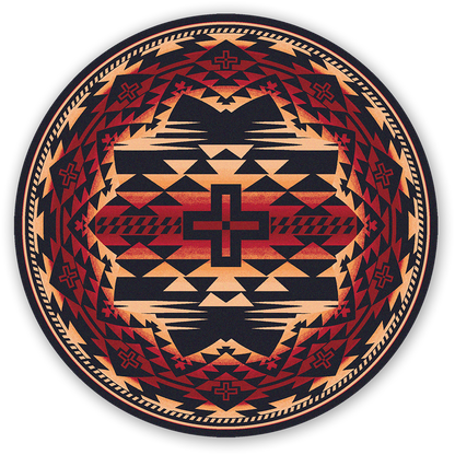 American Dakota Southwest Rustic Cross Rug - Burnt Red