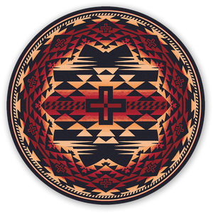 American Dakota Southwest Rustic Cross Rug - Burnt Red