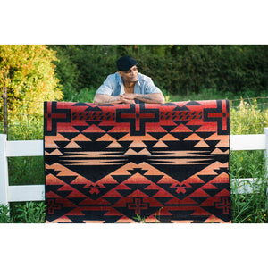 American Dakota Southwest Rustic Cross Rug - Burnt Red