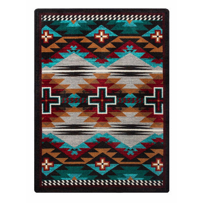 American Dakota Southwest Rustic Cross Rug - Electric