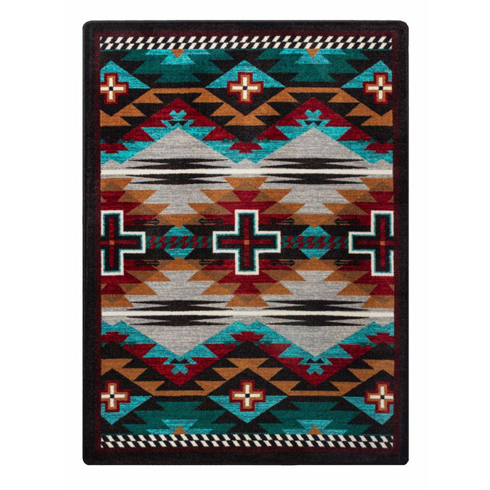 American Dakota Southwest Rustic Cross Rug - Electric