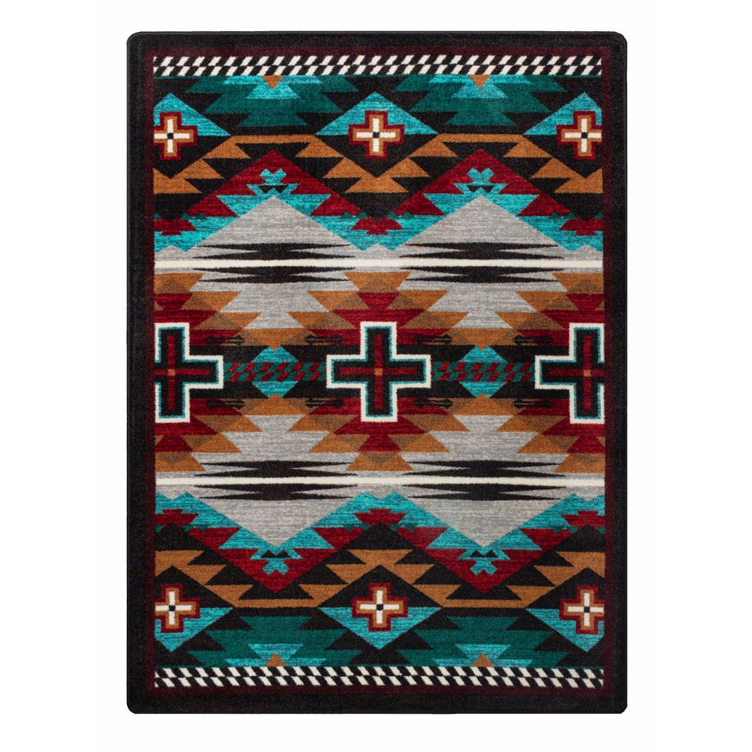 American Dakota Southwest Rustic Cross Rug - Electric