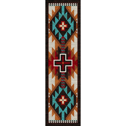 American Dakota Southwest Rustic Cross Rug - Electric