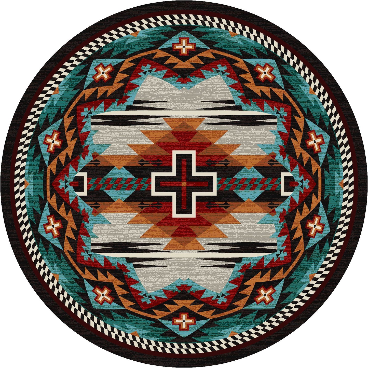 American Dakota Southwest Rustic Cross Rug - Electric