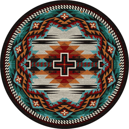 American Dakota Southwest Rustic Cross Rug - Electric