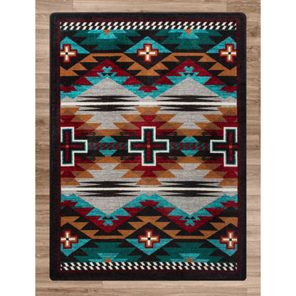 American Dakota Southwest Rustic Cross Rug - Electric