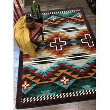 Load image into Gallery viewer, American Dakota Southwest Rustic Cross Rug - Electric