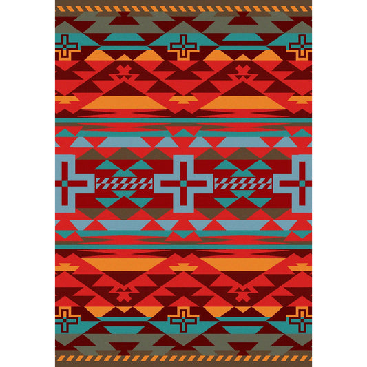 American Dakota Southwest Rustic Cross Rug - Sunset