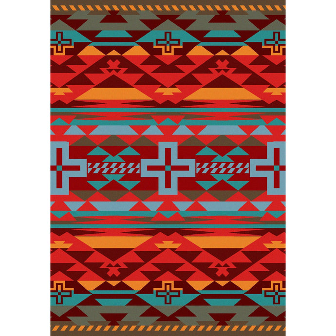 American Dakota Southwest Rustic Cross Rug - Sunset