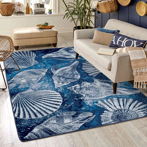 American Dakota Coastal Shell Island Rug - Ultramarine