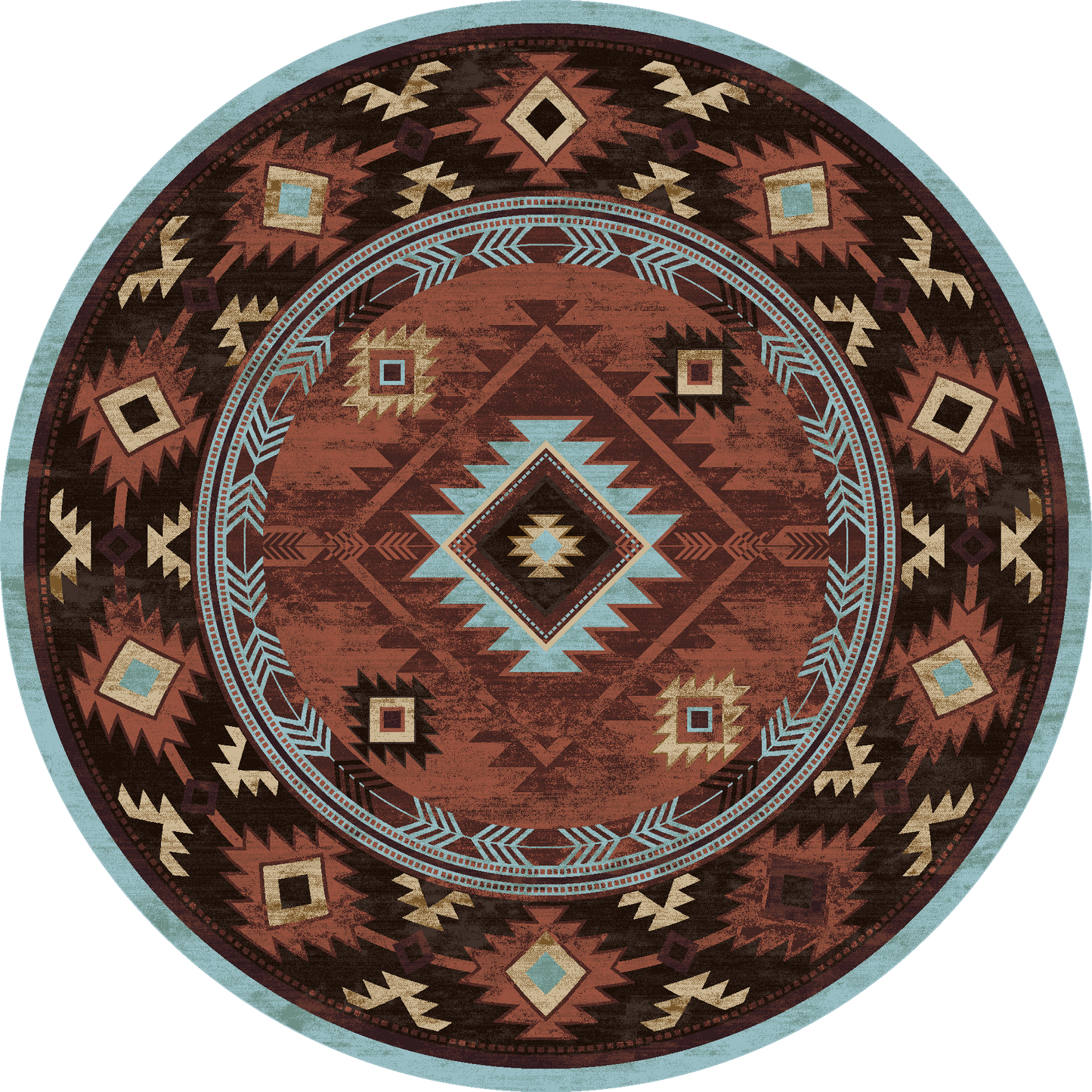 American Dakota Southwest Whiskey River Rug - Rust