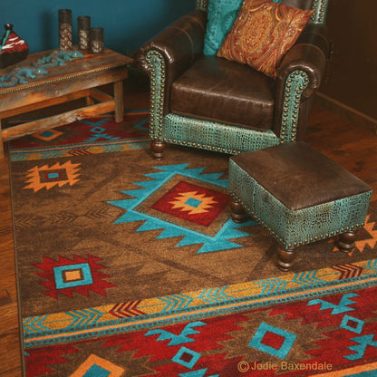 American Dakota Southwest Whiskey River Rug - Turquoise