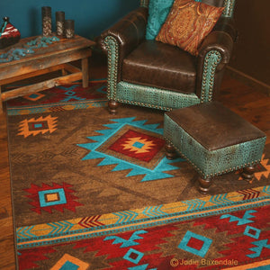 American Dakota Southwest Whiskey River Rug - Turquoise