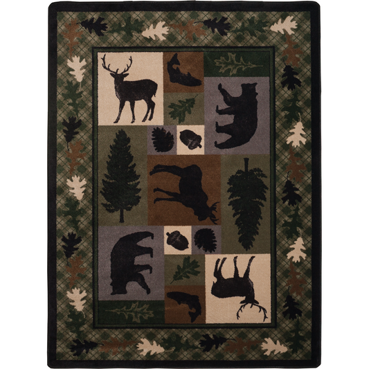 American Dakota Cabin Wildlife Retreat Rug (Green)