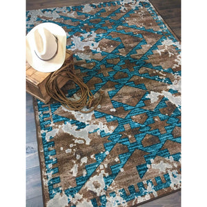 American Dakota Wild Reverence Distressed Fresco Rug - Turquoise