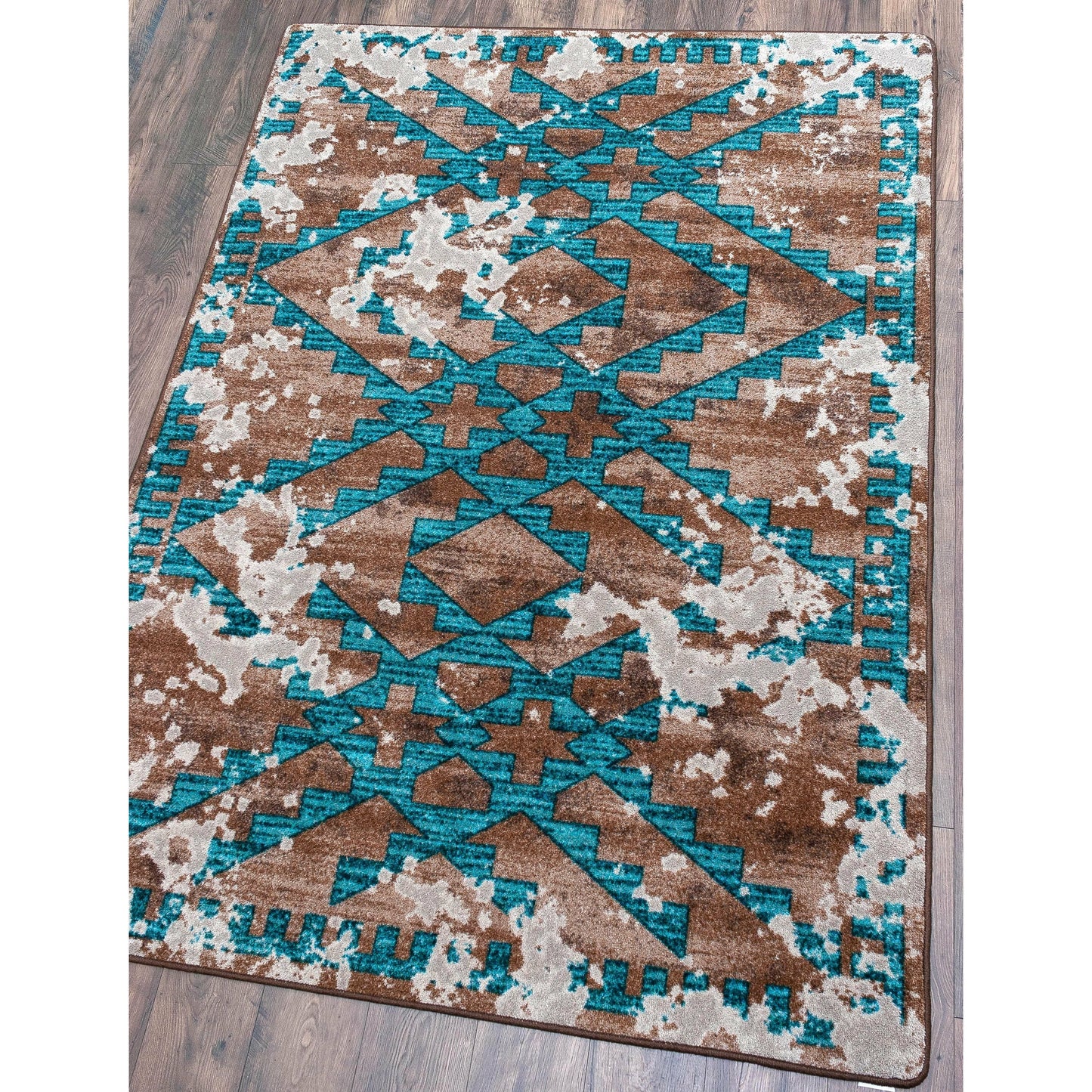 American Dakota Wild Reverence Distressed Fresco Rug - Turquoise
