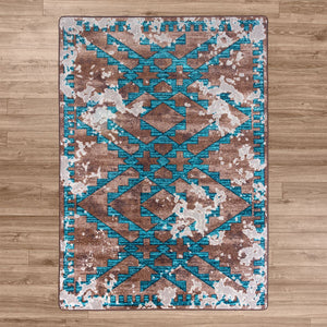 American Dakota Wild Reverence Distressed Fresco Rug - Turquoise