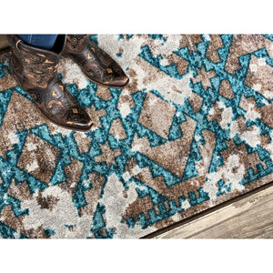 American Dakota Wild Reverence Distressed Fresco Rug - Turquoise