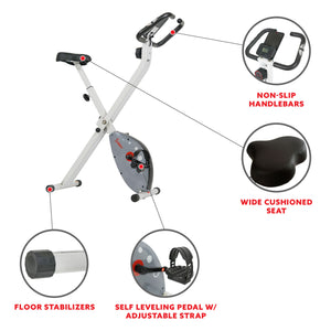 Sunny Health & Fitness Foldable Exercise Bike Space Saving SF-B2989
