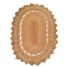 Load image into Gallery viewer, Simply Glamping USA Hand Woven Kilim Jute 5&#39;x6&#39;7&quot; Oval Eco-friendly Area Rug Beige