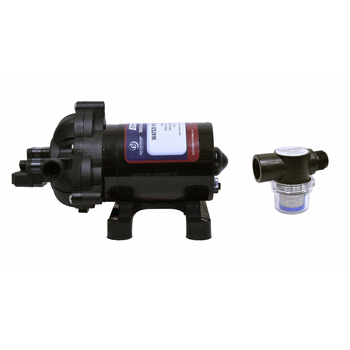 Eccotemp L10 Portable Outdoor Tankless Water Heater w/ EccoFlo Diaphragm 12V Pump, Strainer & Shower Set