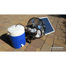 Load image into Gallery viewer, ExtremeMist 3-n-1 Portable Misting Fan w/ Solar Panel, PCS Pump &amp; 16ft Mist Line attachment