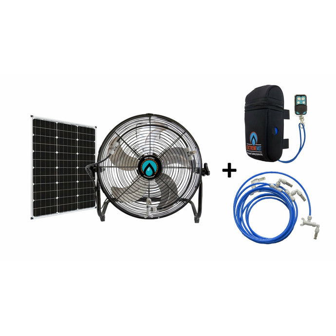 ExtremeMist 3-n-1 Portable Misting Fan w/ Solar Panel, PCS Pump & 16ft Mist Line attachment
