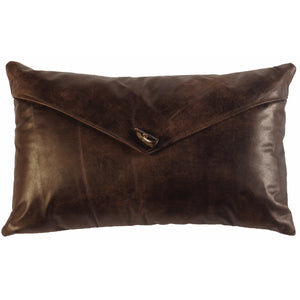 Wooded River Timber Leather with Horn Toggle Button 14" x 22" Pillow