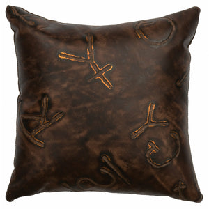 Wooded River Embossed Leather 16" x 16" Pillow