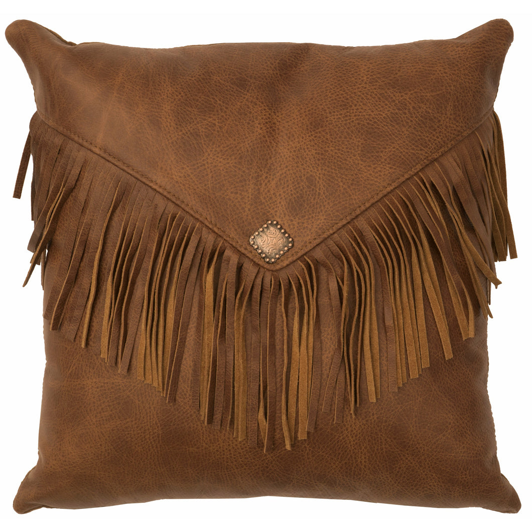 Wooded River Whiskey Leather with Flap, Fringe, Concho 16